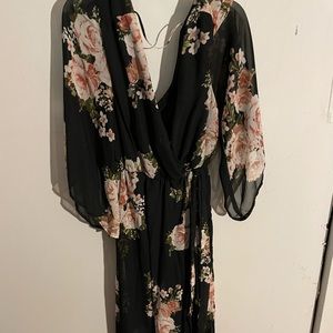 Black, floral, semi-formal dress